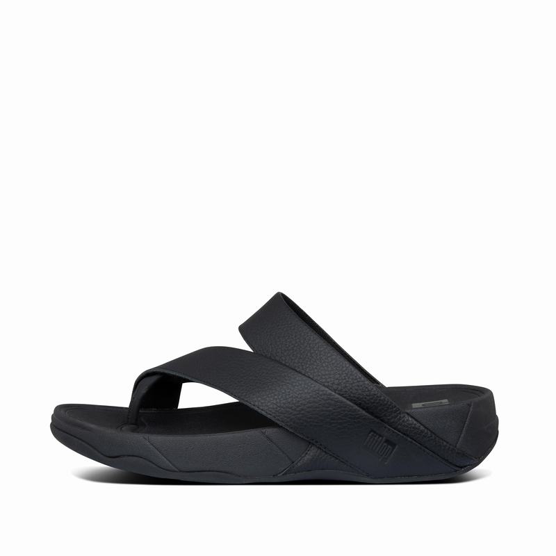 FitFlop Sling Leder Schwarz - FitFlop Sandalen Herren Sale [EJHD-52170]